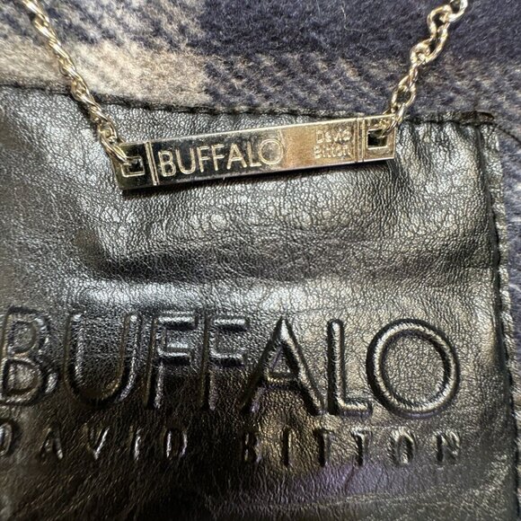Buffalo David Bitton Womens Plaidical Long Coat L/G Blue Gray Fleece - Picture 9 of 16